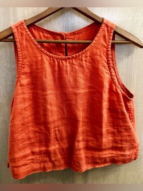 Not Perfect Linen Bay Sleeveless Crop Top - Orange